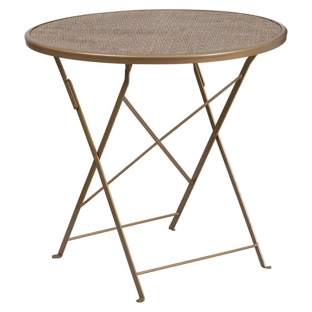 Commercial Grade 30" Round Gold Indoor-Outdoor Steel Folding Patio Table