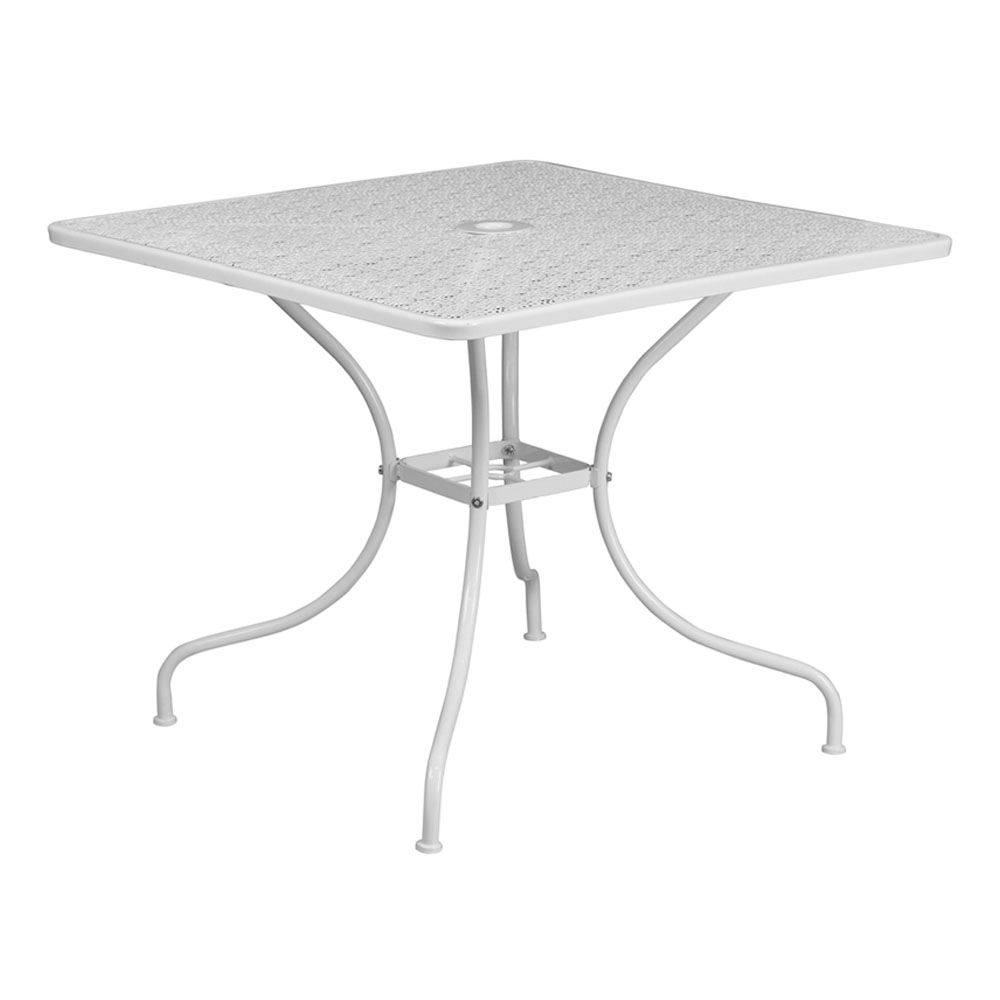 Commercial Grade 35.5" Square White Indoor-Outdoor Steel Patio Table