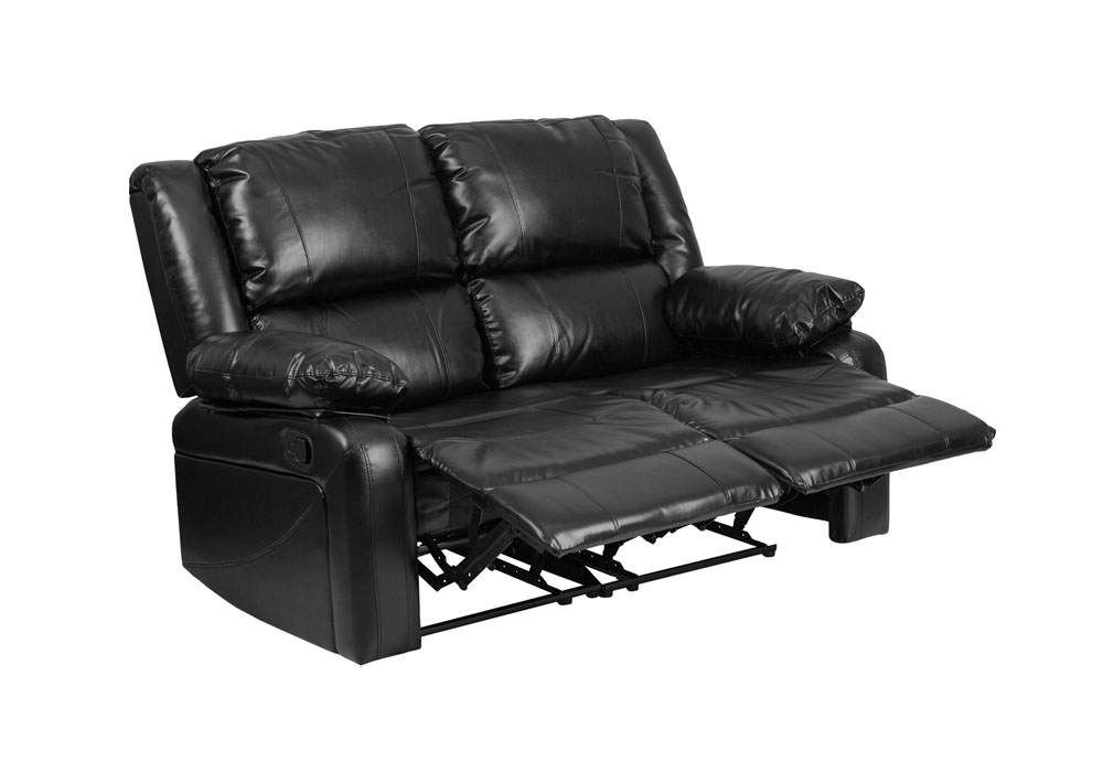 Harmony Series Black LeatherSoft Loveseat with Two Built-In Recliners