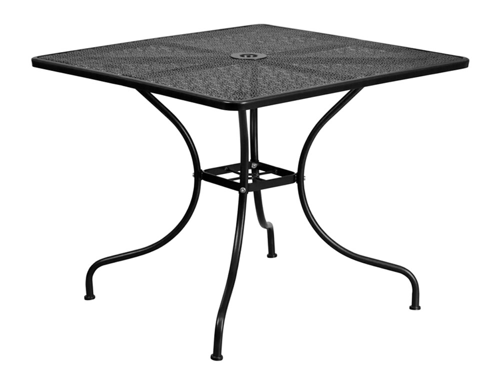 Commercial Grade 35.5" Square Black Indoor-Outdoor Steel Patio Table