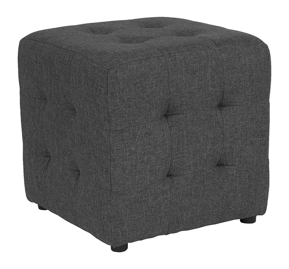 Avendale Tufted Upholstered Ottoman Pouf in Dark Gray Fabric