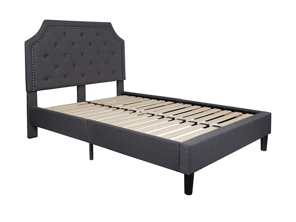 Brighton Full Size Tufted Upholstered Platform Bed in Dark Gray Fabric