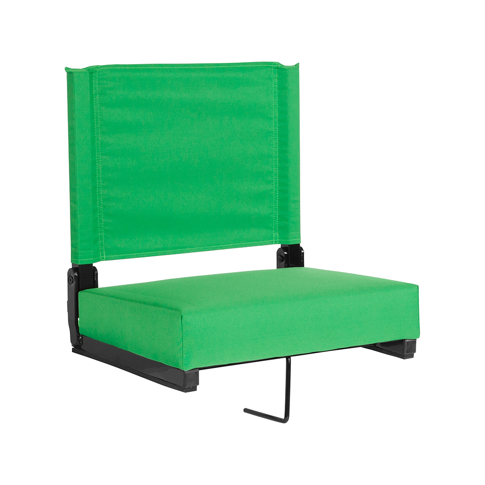Grandstand Comfort Seats by Flash with 500 LB. Weight Capacity Lightweight Aluminum Frame and Ultra-Padded Seat in Bright Green