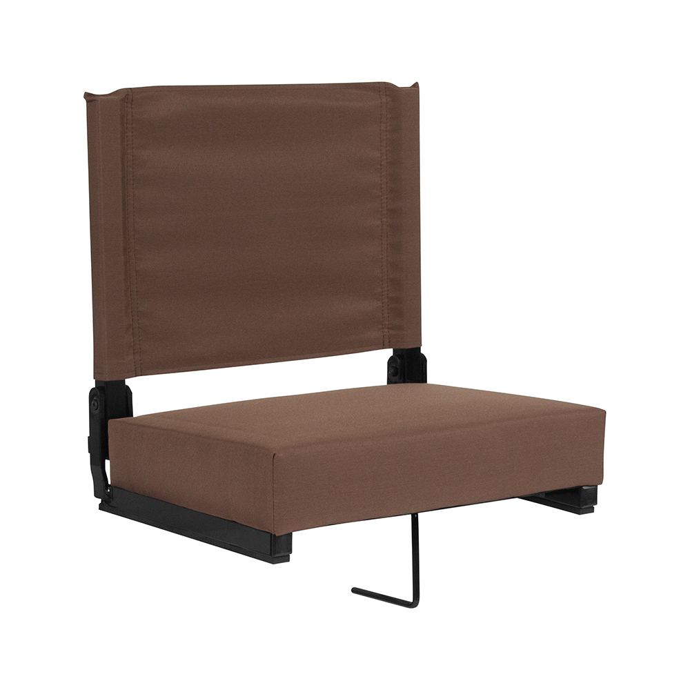 Grandstand Comfort Seats by Flash with 500 LB. Weight Capacity Lightweight Aluminum Frame and Ultra-Padded Seat in Brown