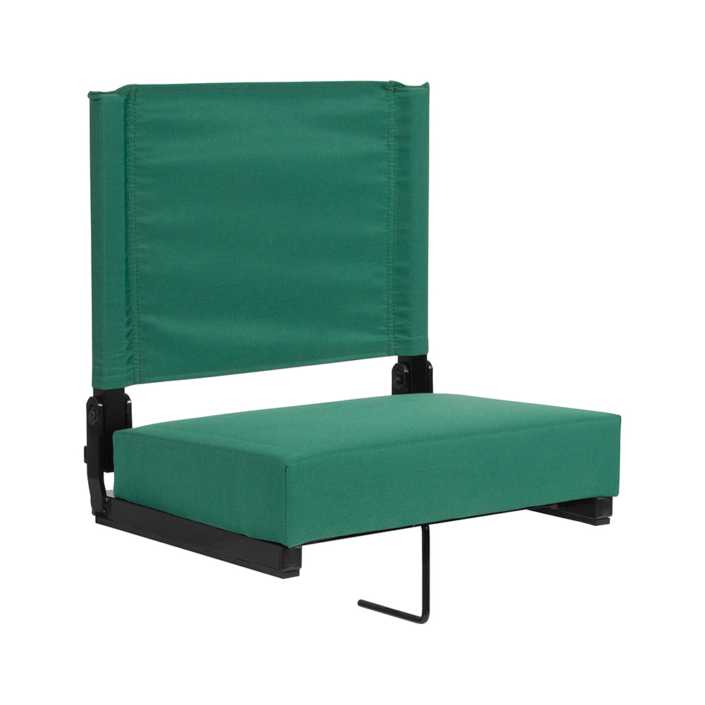Grandstand Comfort Seats by Flash with 500 LB. Weight Capacity Lightweight Aluminum Frame and Ultra-Padded Seat in Hunter Green