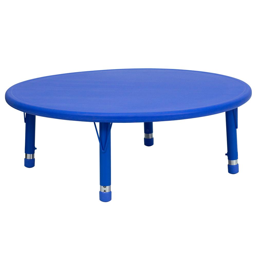 45'' Round Blue Plastic Height Adjustable Activity Table