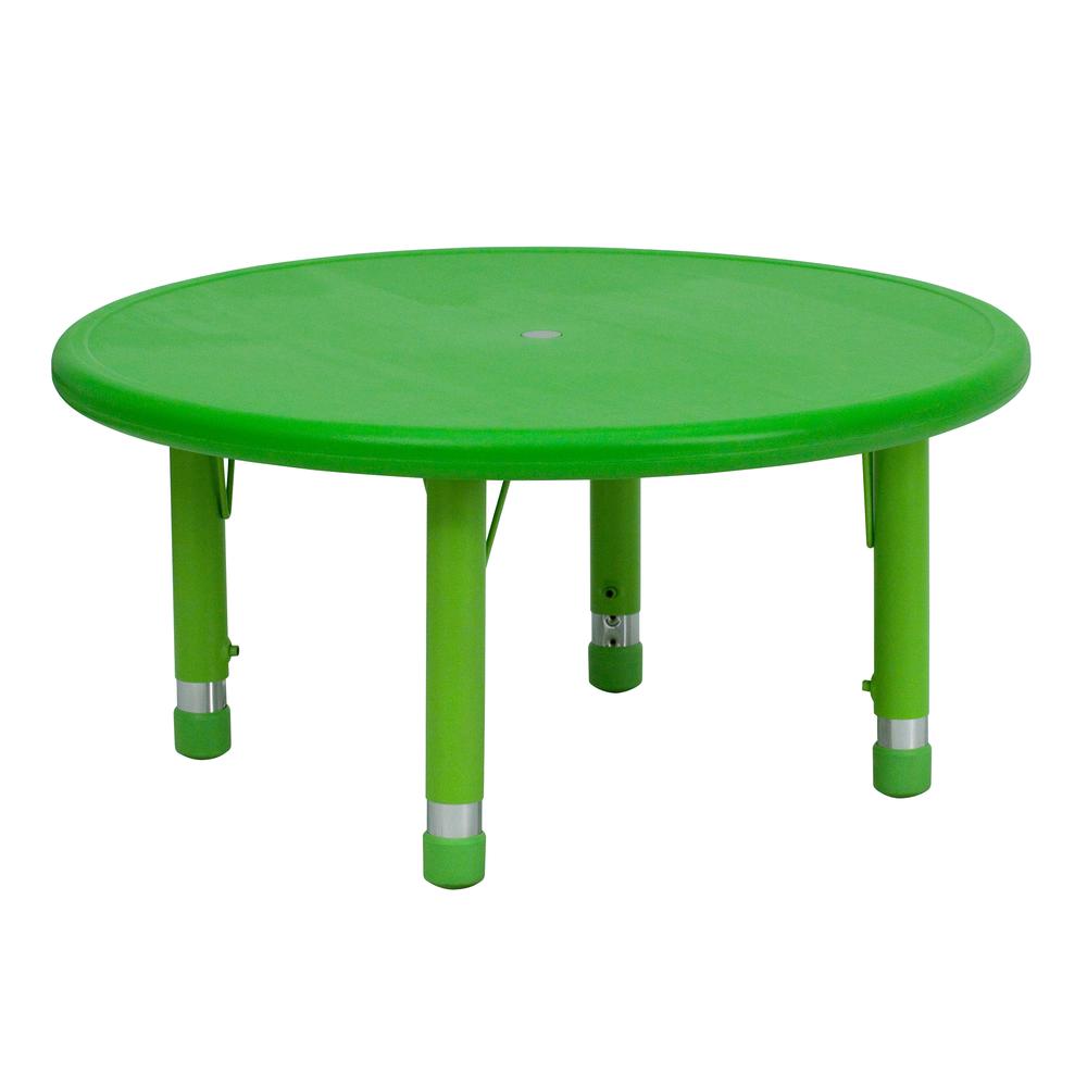 33'' Round Green Plastic Height Adjustable Activity Table