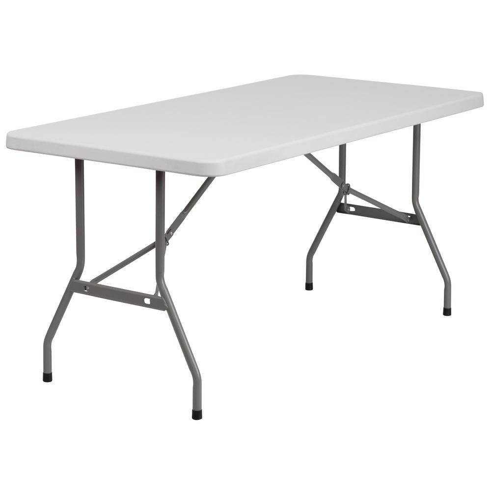 5-Foot Granite in White Plastic Folding Table
