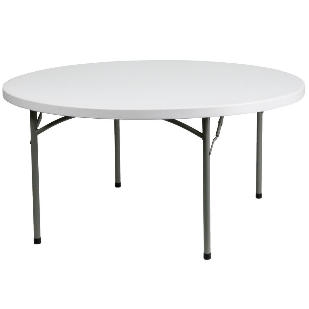 5-Foot Round Granite - White Plastic Folding Table