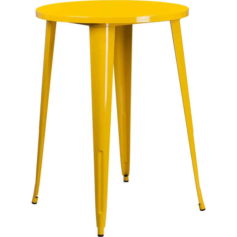 30'' Round Yellow Metal Indoor-Outdoor Bar Height Table