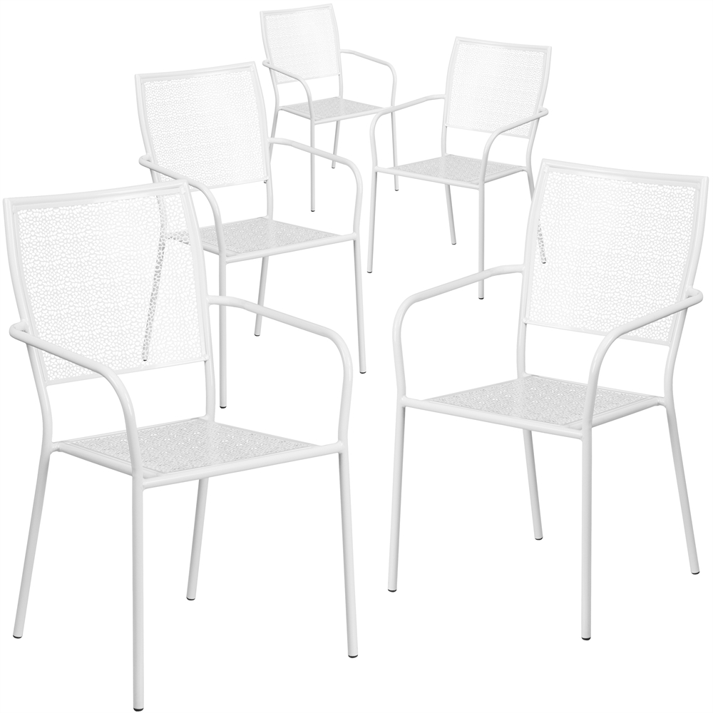 5 Pk. Gold Indoor-Outdoor Steel Patio Arm Chair with Square Back