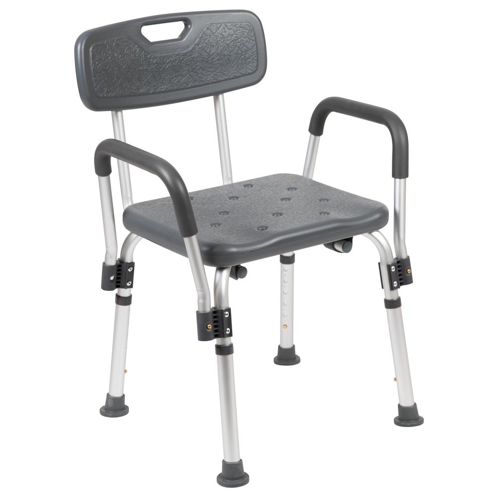 HERCULES Series 300 Lb. Capacity, Adjustable Gray Bath & Shower Chair with Depth Adjustable Back