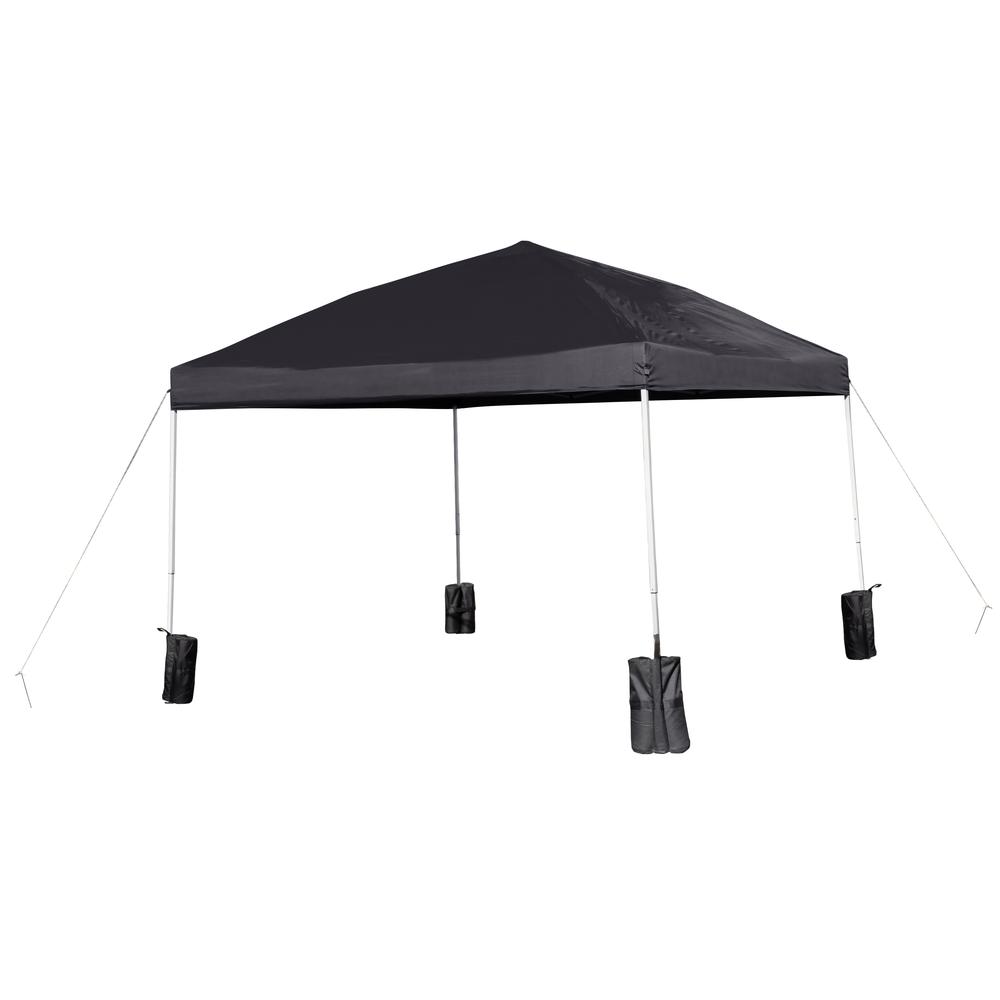 10'x10' Black Pop Up Event Straight Leg Canopy Tent with Sandbags and Wheeled Case
