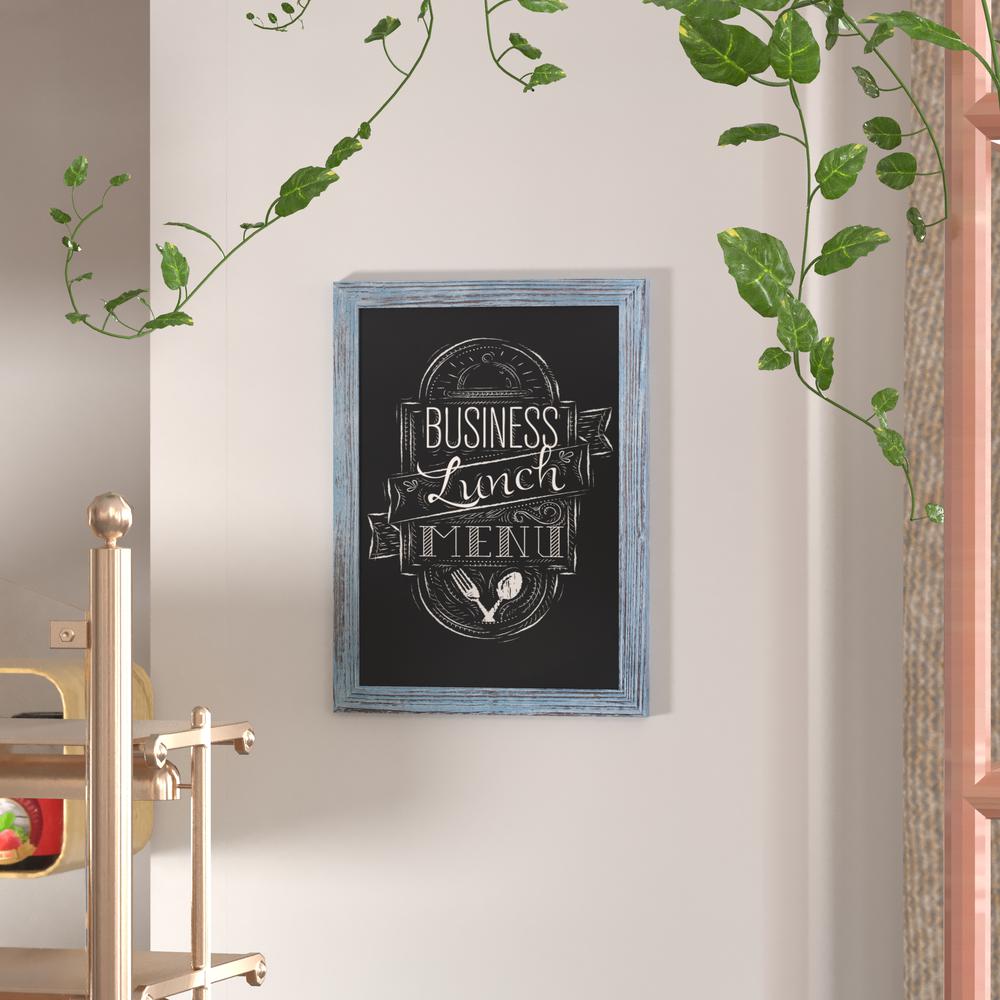 Canterbury 18" x 24" Rustic Blue Wall Mount Magnetic Chalkboard Sign