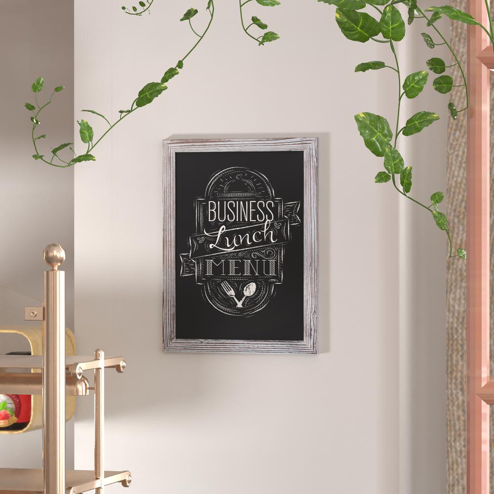 Canterbury 18" x 24" Whitewashed Wall Mount Magnetic Chalkboard Sign
