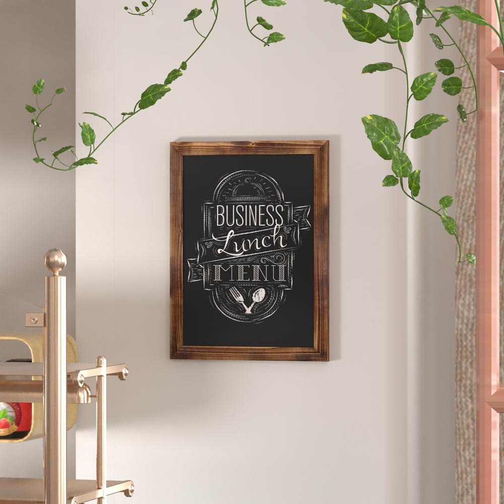 Canterbury 18" x 24" Torched Wood Wall Mount Magnetic Chalkboard Sign