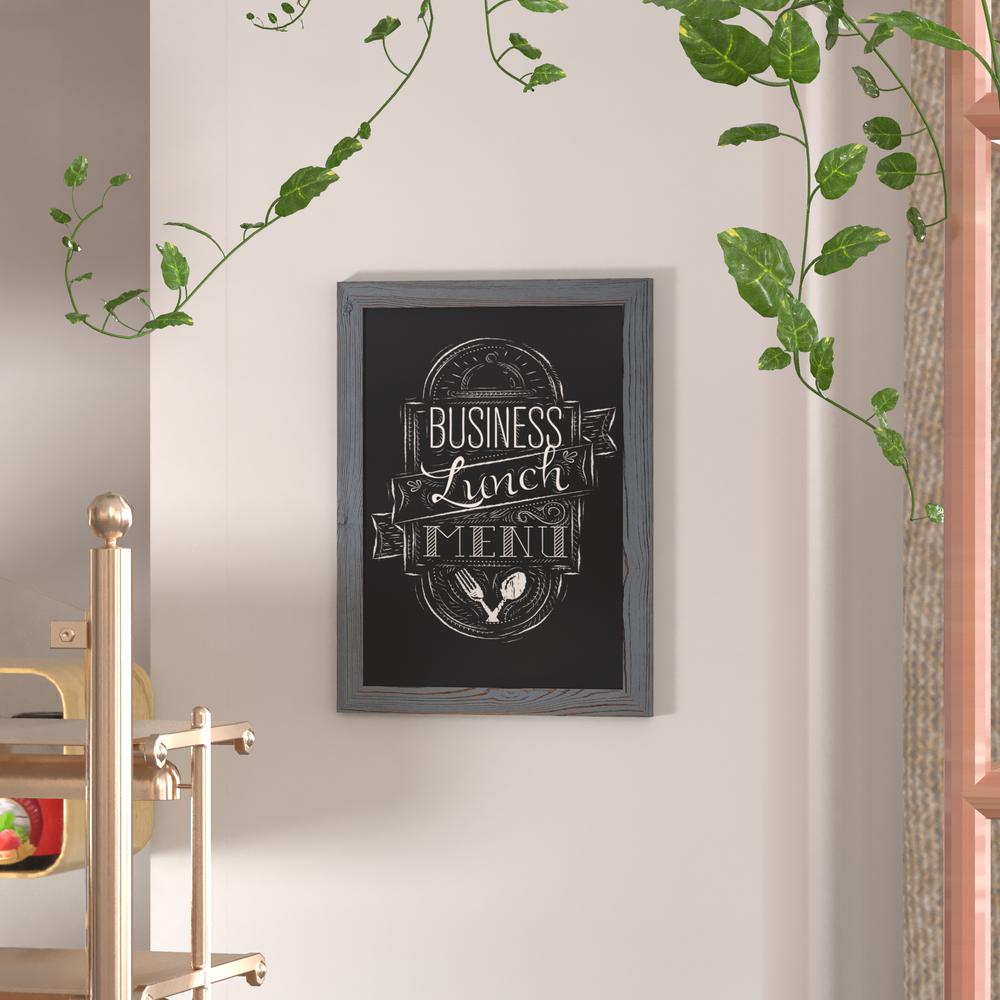 Canterbury 18" x 24" Rustic Gray Wall Mount Magnetic Chalkboard Sign
