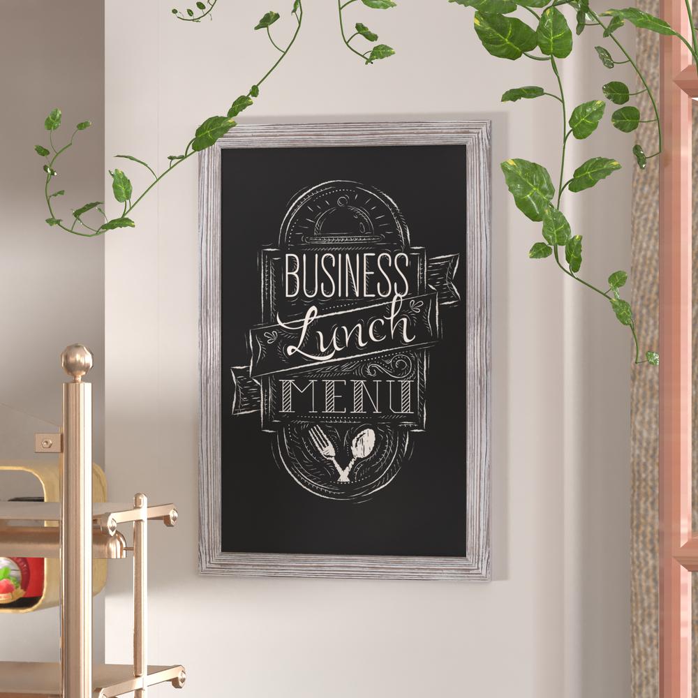Canterbury 24" x 36" Whitewashed Wall Mount Magnetic Chalkboard Sign