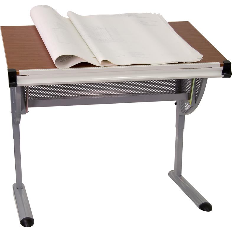 Adjustable Drawing and Drafting Table with Pewter Frame