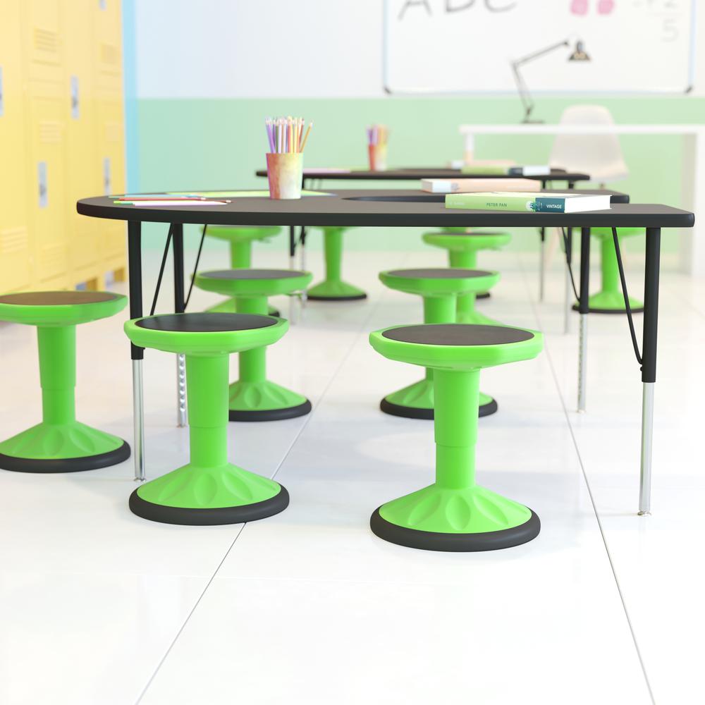 Carter Adjustable Height Kids Flexible Active Stool for Classroom and Home with Non-Skid Bottom in Green, 14" - 18" Seat Height