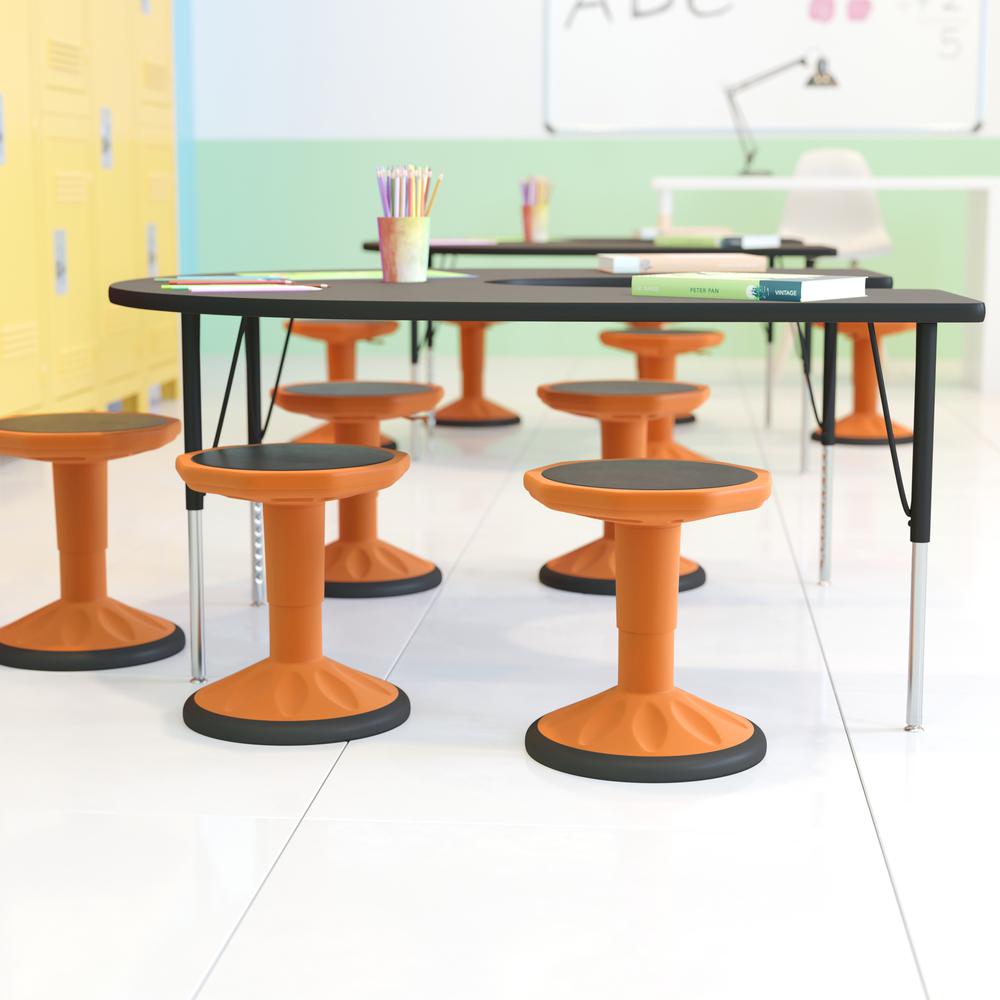 Carter Adjustable Height Kids Flexible Active Stool for Classroom and Home with Non-Skid Bottom in Orange, 14" - 18" Seat Height