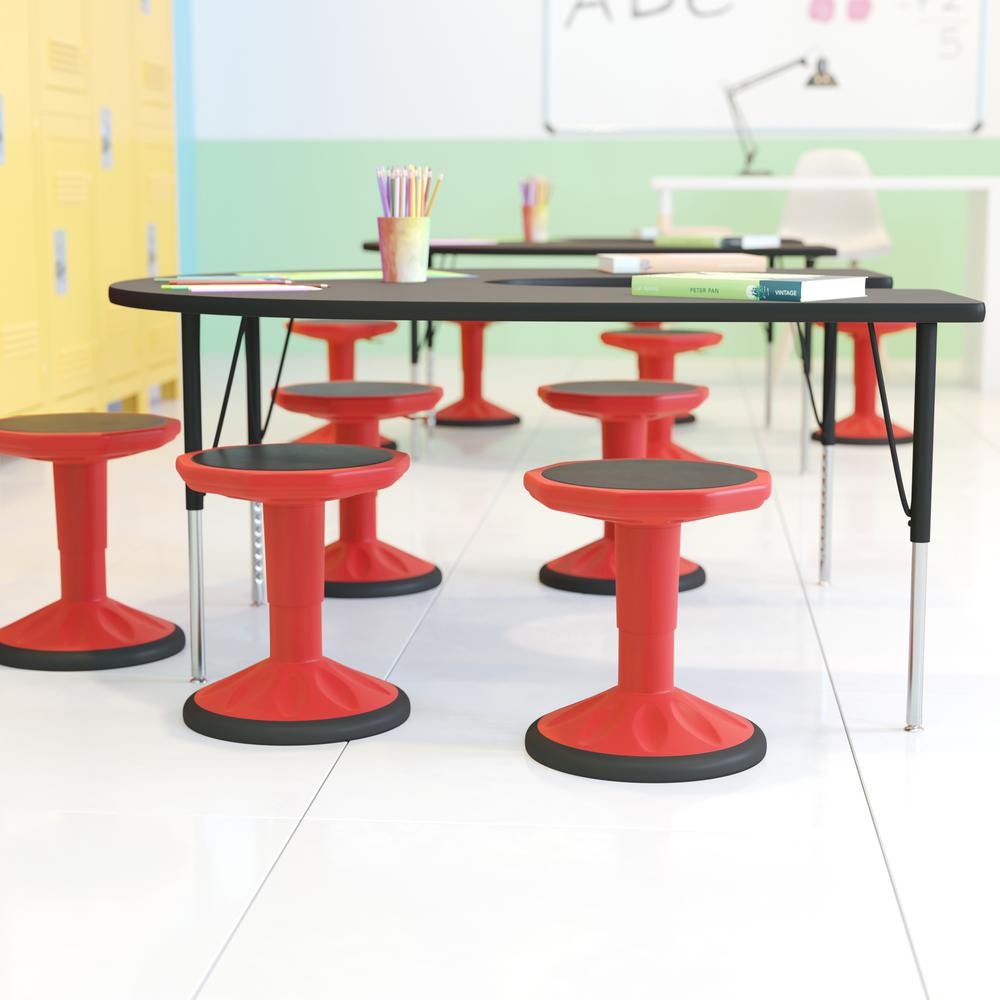 Carter Adjustable Height Kids Flexible Active Stool for Classroom and Home with Non-Skid Bottom in Red, 14" - 18" Seat Height