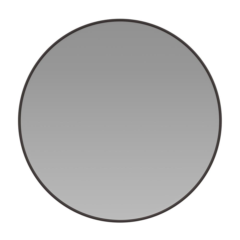 30" Round Black Metal Framed Wall Mirror - Large Accent Mirror for Bathroom, Vanity, Entryway, Dining Room, & Living Room