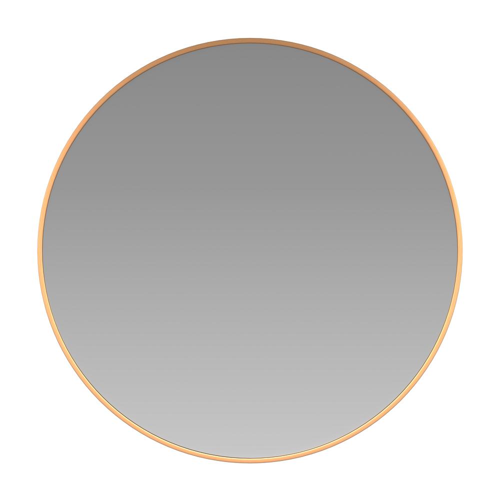 30" Round Gold Metal Framed Wall Mirror - Large Accent Mirror for Bathroom, Vanity, Entryway, Dining Room, & Living Room