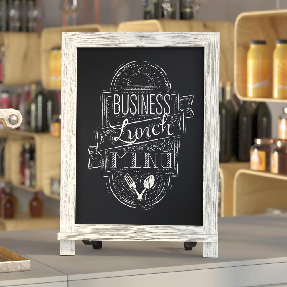 Canterbury 12" x 17" Whitewashed Tabletop Magnetic Chalkboard Sign