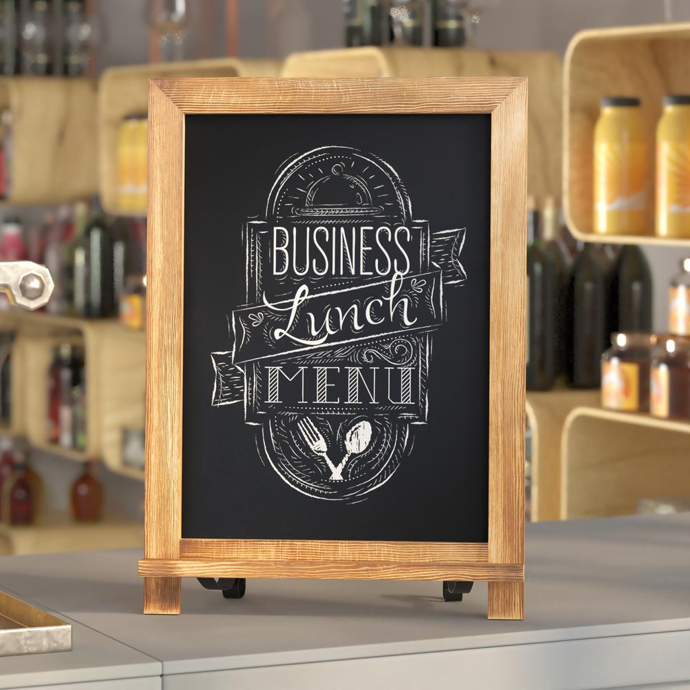 Canterbury 12" x 17" Torched Wood Tabletop Magnetic Chalkboard Sign