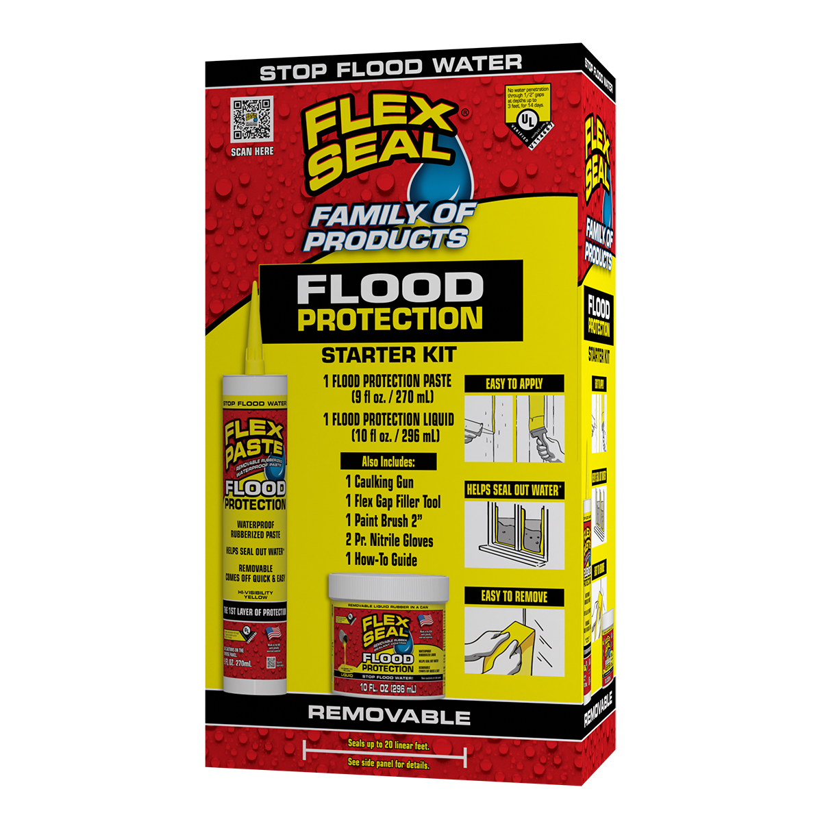 Flex Seal Flood Protection Starter Kit RKITSTART02 - Yellow Flood Protection Barrier Kit Flood Protection Paste and Liquid Plus 