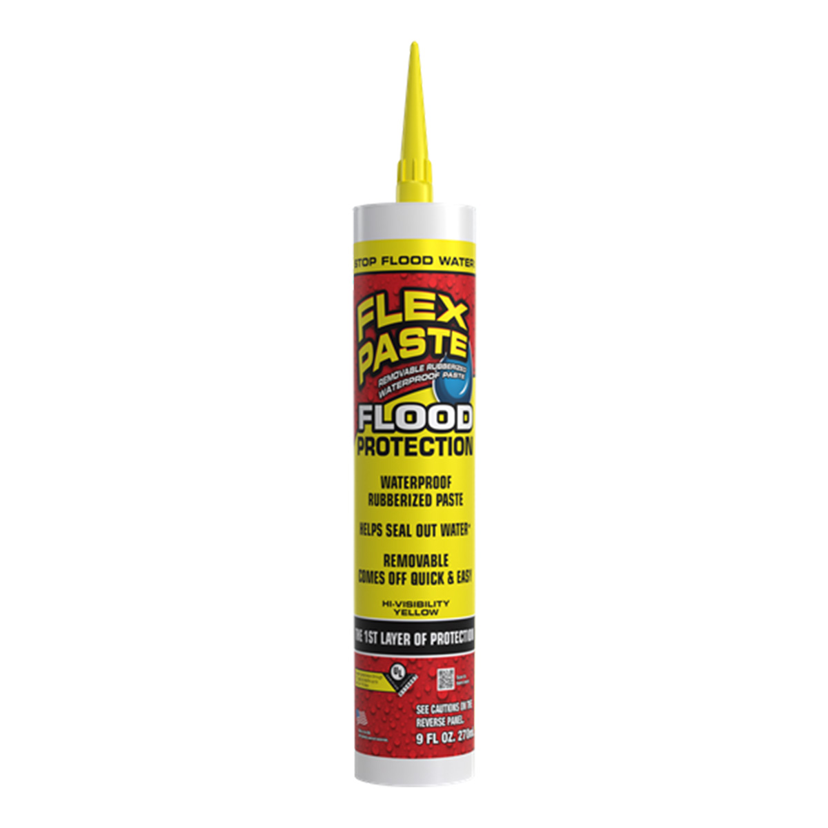 Flex Seal Flex Paste Flood Protection RPSYELR10 - Cartridge Flood Paste Sealant Waterproof Removeable Rubber Yellow Caulking - 9