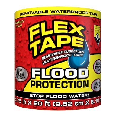 Flex Seal Flex Tape Flood Protection RTSYELR0420 Rubberized Waterproof Tape Sealant 3.75-Inch-Wide Waterproofing Adhesive Flexib