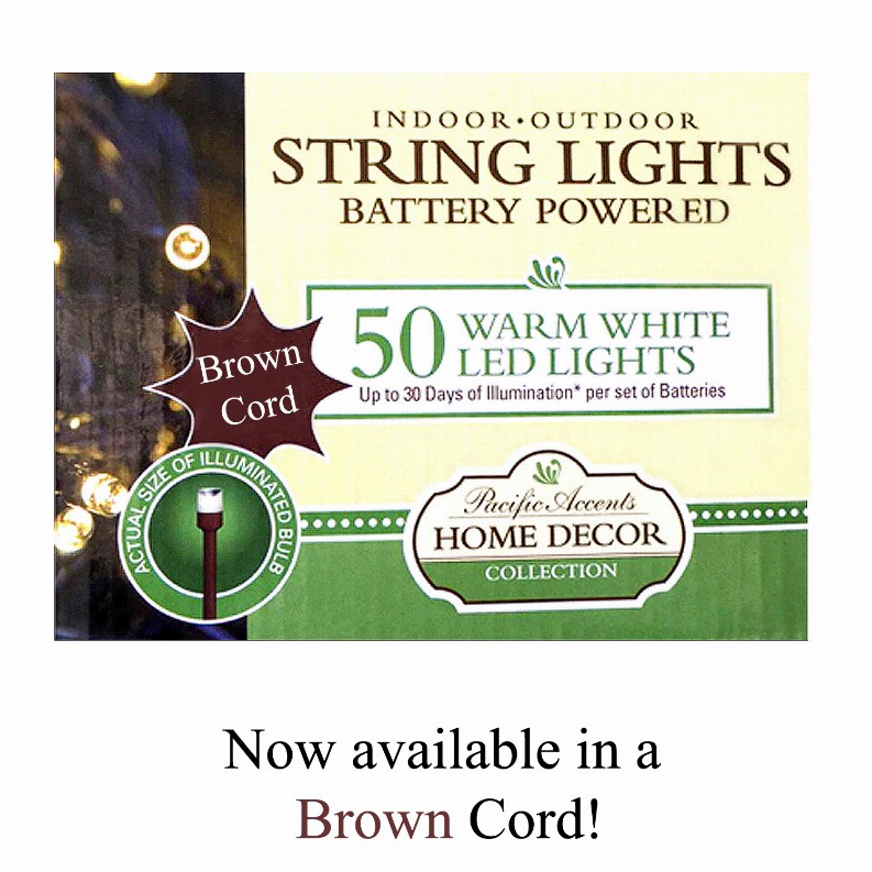 Battery Operated String Lights 50/100/200 LED - Brown