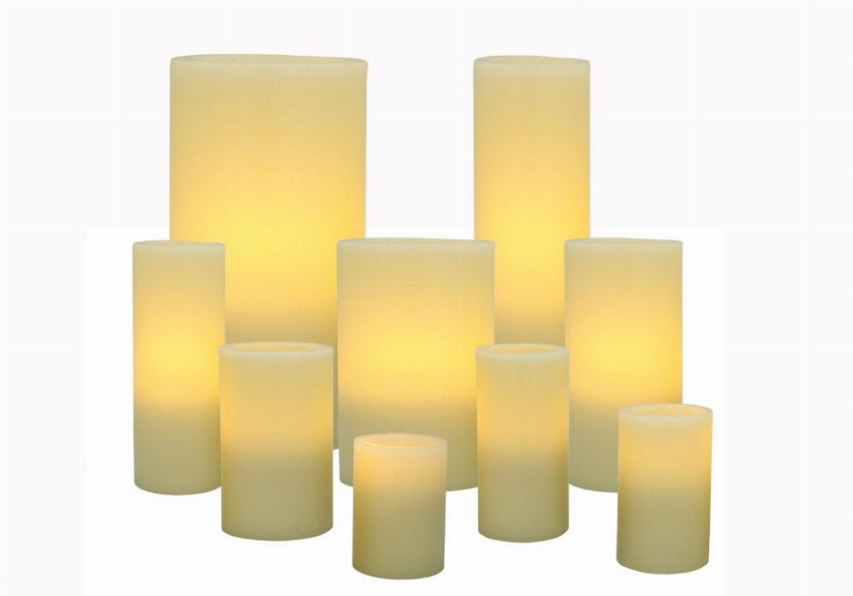 Ivory Flameless Wax Pillar Candles - 3 x 4