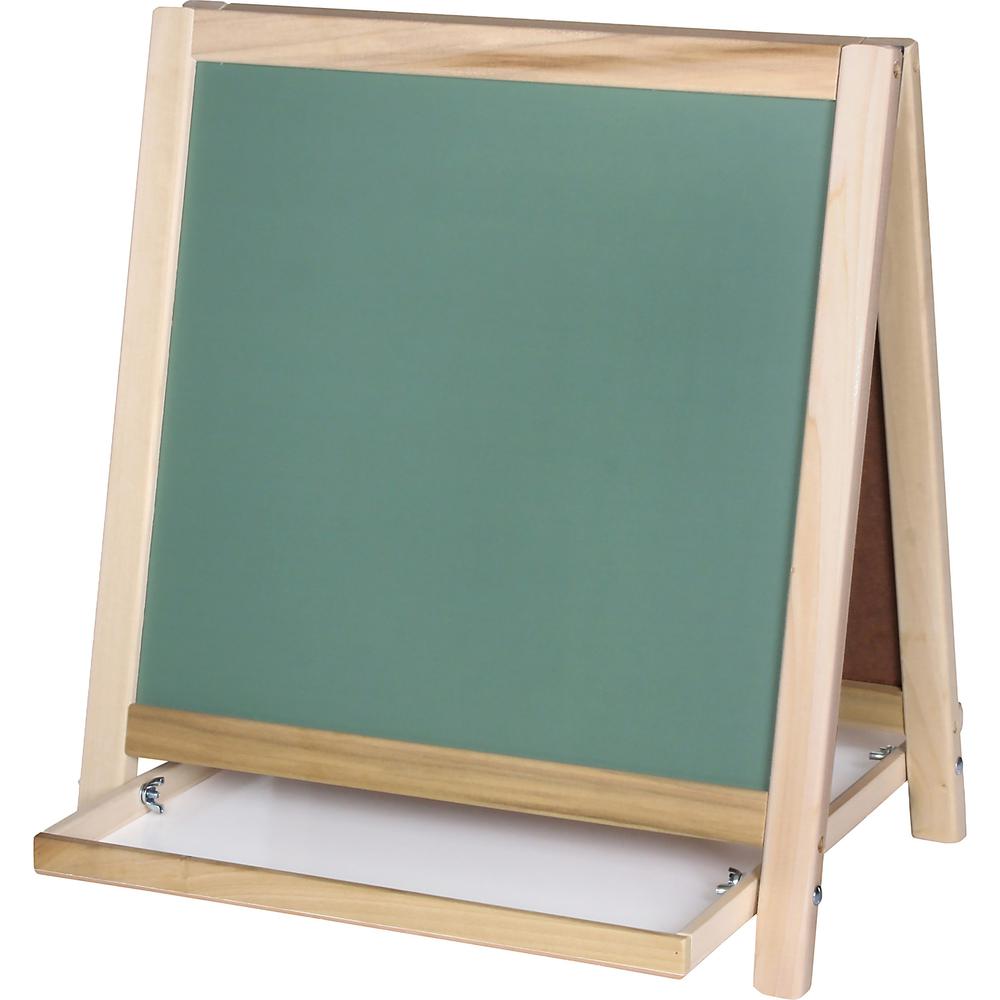 Flipside Chalkboard/Magnetic Board Table Easel - White/Green Surface - Wood Frame - Rectangle - Tabletop - Assembly Required - 1
