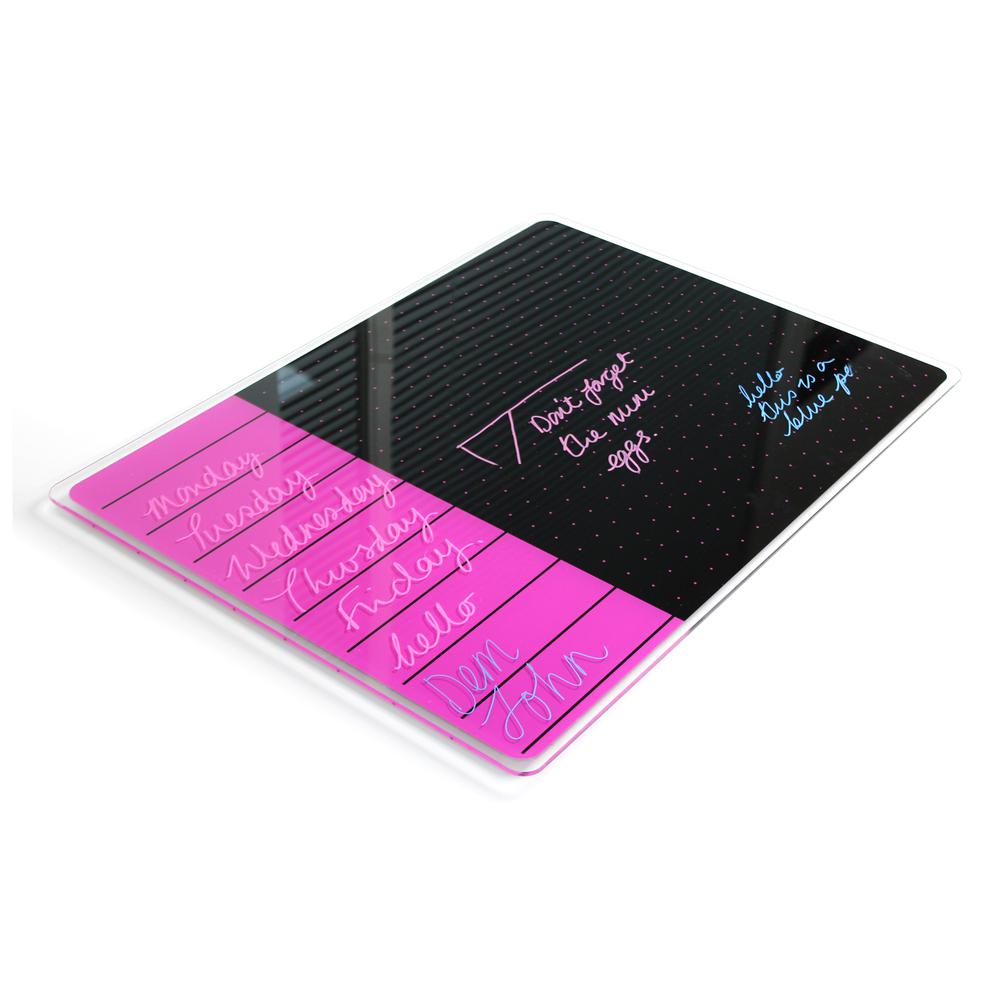 Violet & Black Plan & Grid Glass Dry Erase Board - 17" x 23"