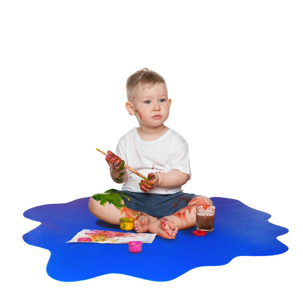 Multi-Purpose High Chair / Play Mat. Gripper back for use on carpets. Caribbean Blue. 40" x 40" (max)
