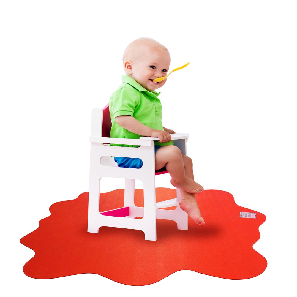 Multi-Purpose High Chair / Play Mat. Smooth back for use on hard floors. Volcanic Red. 40" x 40" (max)