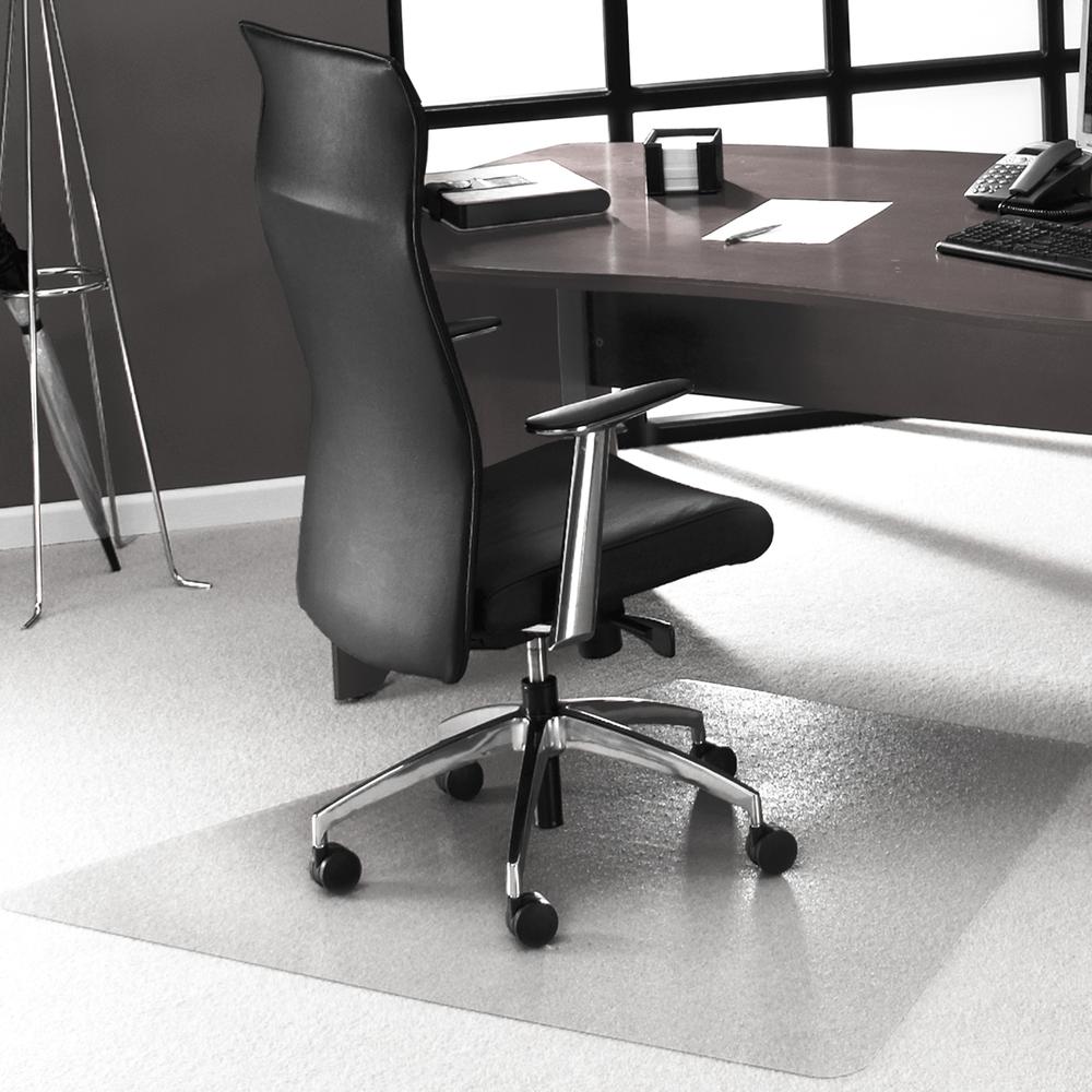 Cleartex Ultimat Corner Workstation Chair Mat, Polycarbonate, For Low & Medium Pile Carpets (up to 1/2"), Size 48" x 60"