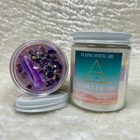 Element Crystal Candle - 6 oz white, yellow, purple Element: Air