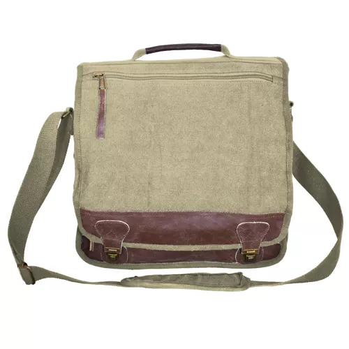 "Classic" Euro-Style Messenger Bag - Khaki