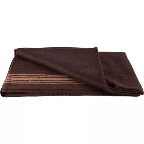 Camel-Striped Wool Blanket - Brown