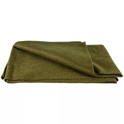 French Army Style Wool Blanket - French Olive