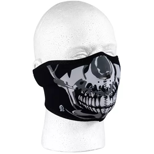 Neoprene Thermal Half Mask - Chrome Skull