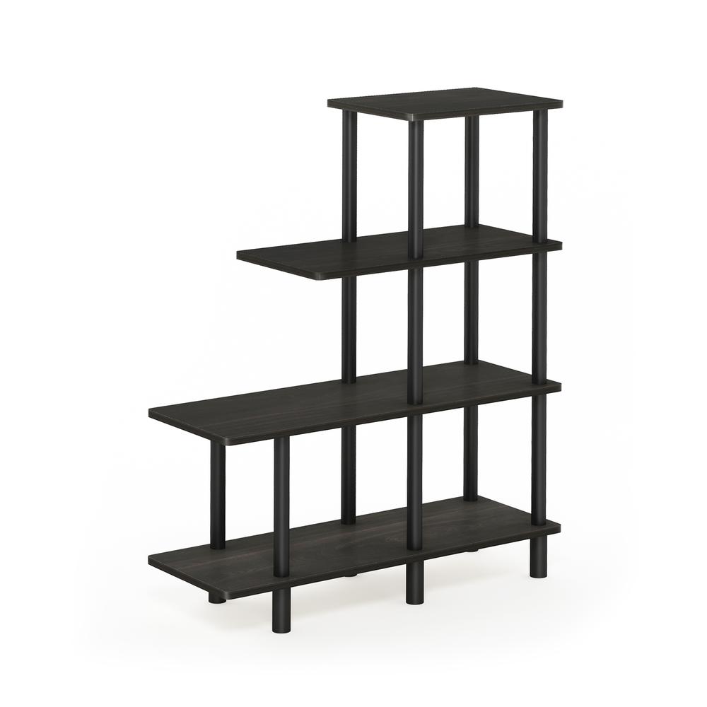 Furinno Turn-N-Tube 4-Tier Cube Ladder Shelf, Espresso/Black