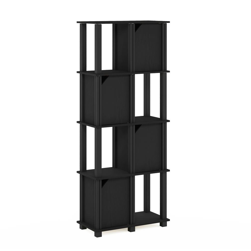 Furinno Brahms 5-Tier Storage Shelf with 4 Doors, Black Oak/Black