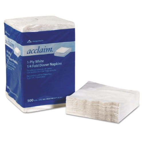 Acclaim 1/4 Fold Paper Dinner Napkins, White, 1-Ply, 16"x16", 500/PK, 8 PK/Case
