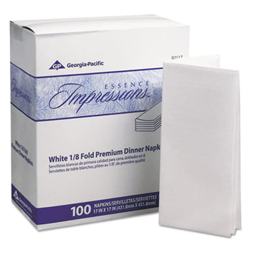 1/8-Fold Linen-Replacement Dinner Napkins, Two-Ply, 17 x 17, White 400/Case