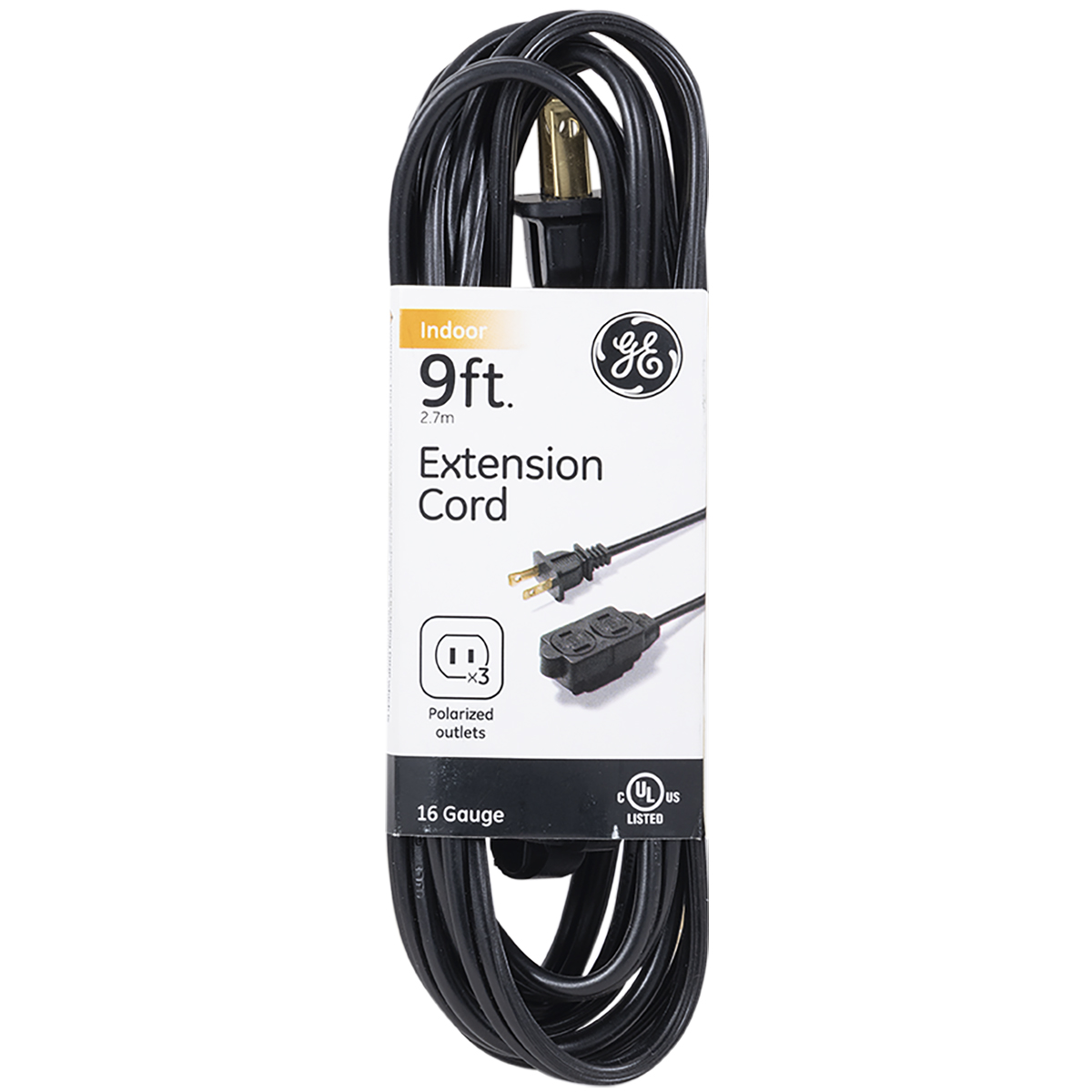 3 Outlet Black Polarized Extension Cord
